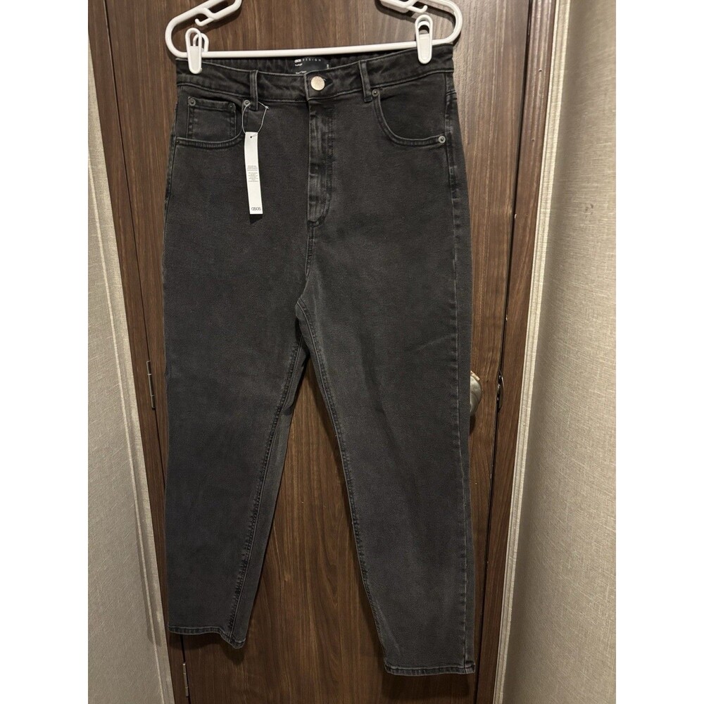 ASOS Jeans Womens 32/32 Washed Black Farleigh Slim Mom High Rise Casual Denim